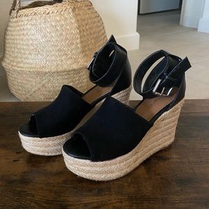 Black espadrille wedges